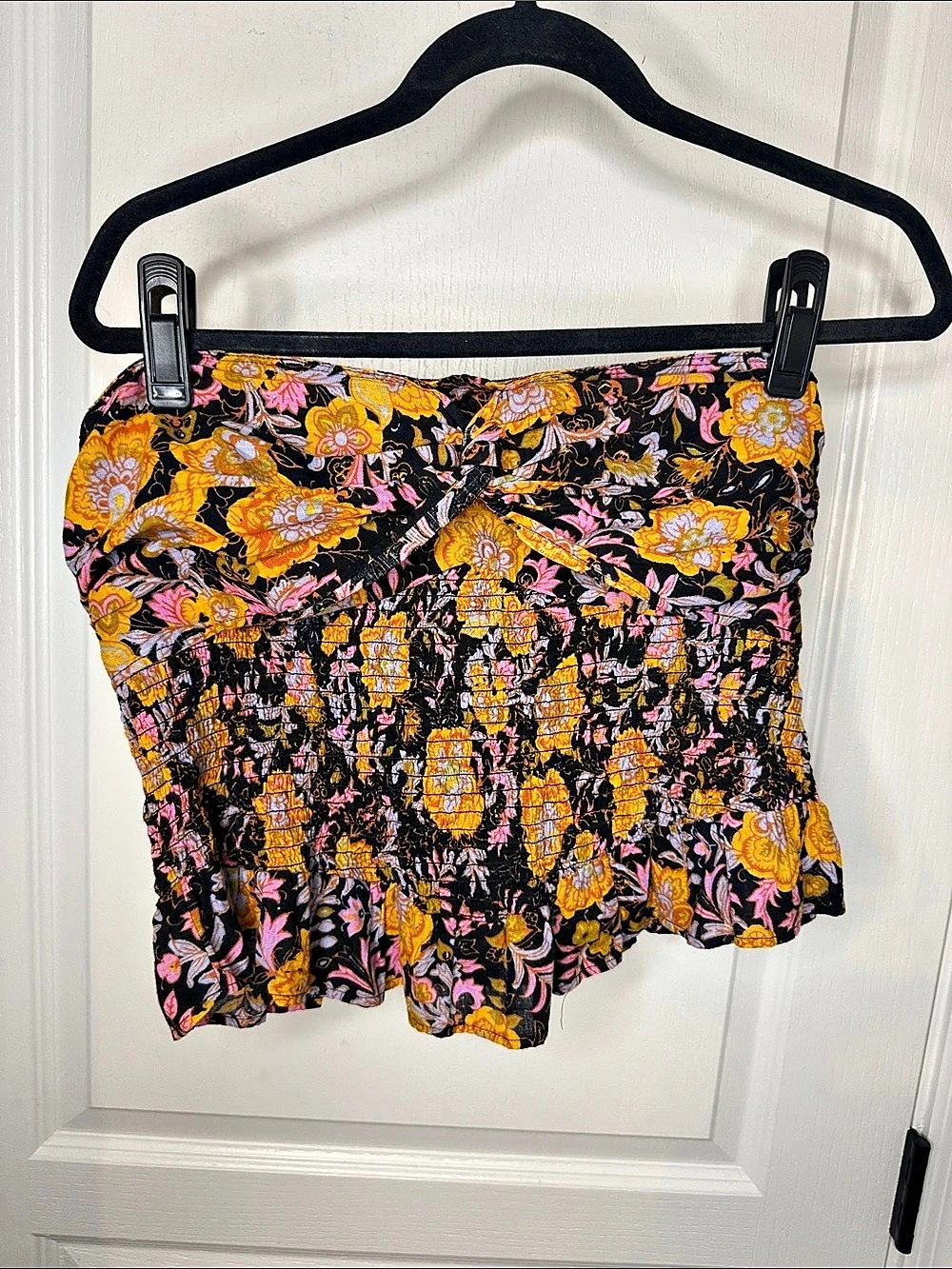 Floral Mini Skirt in Black & Orange Size Large